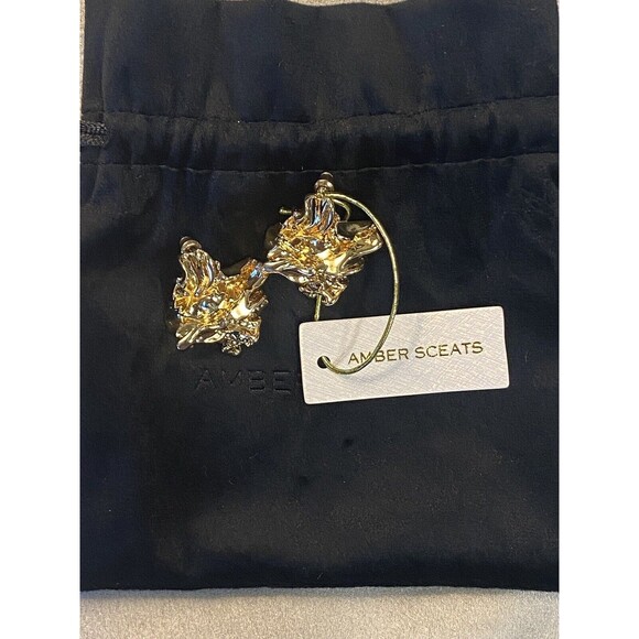 Amber Sceats Reese Earrings 24k Gold Plated Nugget New Retail $229 - Picture 4 of 6